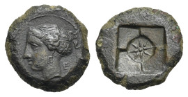Greek. Sicily. Syracuse, Second Democracy. Circa 466-405 BC. Hemilitron (Bronze, 16.98 mm, 5.00 g). Circa 415-405 BC. Obverse die signed by the artist...