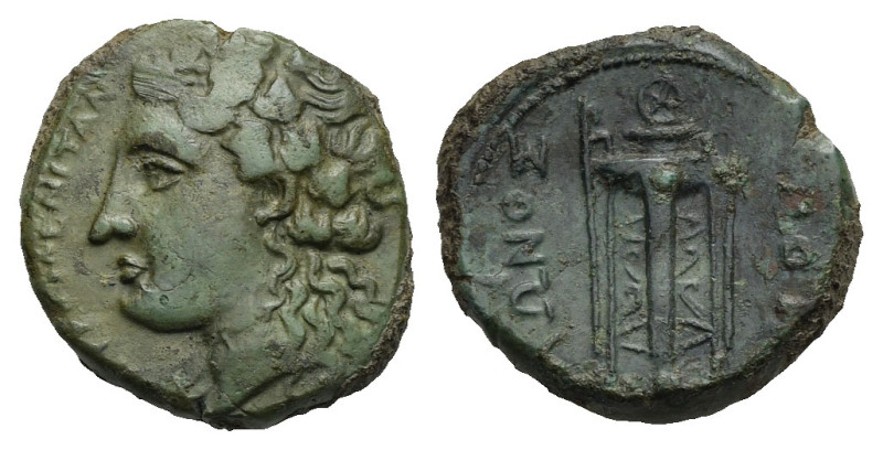 Greek. Sicily. Tauromenion. Circa 345-338 BC. Hemilitron (Bronze, 18.86 mm, 7.29...