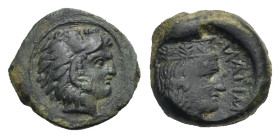 Greek. Sicily. Thermai Himeraiai. Circa 367-330 BC. Uncertain Denomination, Hexas ? (Bronze, 15 mm, 3.21 g). Head of youthful Herakles right, wearing ...