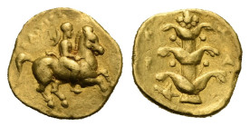 Greek. Kyrenaica. Cyrene. Ophellas, Ptolemaic Governor with Chairios, Magistrate. First reign, circa 322-313 BC. Hemistater - Drachm (Gold, 15.02 mm, ...