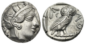 Greek. Attica. Athens. Circa 454-404 BC. Tetradrachm (Silver 34.32 mm, 17.07 g). Head of Athena right, wearing Attic helmet decorated with palmette, f...