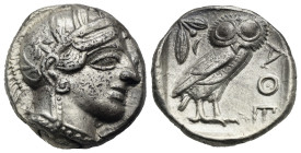 Greek. Attica. Athens. Circa 454-404 BC. Tetradrachm (Silver 35.05 mm, 17.12 g). Head of Athena right, wearing Attic helmet decorated with palmette, f...
