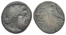 Greek. Skythia. Olbia. Circa mid 1st Century AD. Undetermined denomination (Bronze, 17.76 mm, 4.52 g). Laureate head of Zeus to right; countermark: wi...