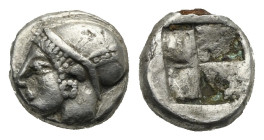 Greek. Ionia. Phokaia. Circa 625-522 BC. Obol. (Silver, 12.85 mm, 1.1 g). Head of a nymph left, wearing a sakkos adorned with a central band and roset...