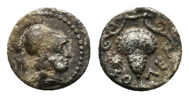 Greek. Cilicia. Soloi, circa 350-300 BC. Obol (Silver, 9.31 mm, 0.72 g). Head of Athena right wearing crested Corinthian helmet, earring and necklace....