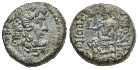 Greek. Seleucis and Pieria. Antioch. Pseudo-autonomous issue. Circa 92-69 BC. Tetrachalkon (Bronze, 18.36 mm, 7.87 g). Laureate head of Zeus right. Re...