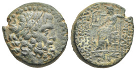 Greek. Seleucis and Pieria. Antioch. Pseudo-autonomous issue. Circa 47-46 BC. Tetrachalkon (Bronze, 23.76 mm, 12.31 g). Laureate head of Zeus right. R...