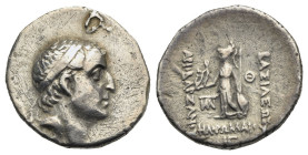Greek. Kings of Cappadocia. Ariobarzanes I Philoromaios, circa 95-63 BC. Eusebeia, Dated RY 13. Drachm (Silver, 18.18 mm, 3.89 g). Diademed head right...