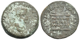 Roman Provincial. Hispania. Italica. Tiberius, 14-37. As (Bronze, 27.98 mm, 12.57 g). TI CAESAR AVGVSTVS PONT MAX IMP, Bare head right. Rev. MVNIC ITA...