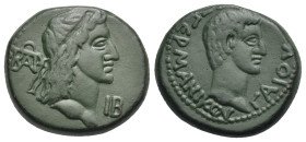 Roman Provincial. Kings of the Bosporos, Aspourgos and Caligula. 12 Units (Bronze, 22.31 mm, 9.28 g). AD 37-38. Diademed head of Aspourgos to right; B...