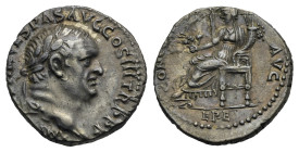 Roman Provincial. Ionia. Ephesus. Vespasian, 69-79. Denarius (Silver, 16.30 mm, 3.19 g). AD 71. IMP CAESAR VESPAS AVG COS III TR P P P, Laureate head ...