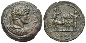 Roman Provincial. Egypt. Alexandria. Hadrian, 117-138. Drachm (Bronze, 34.81 mm, 24.9 g). Dated RY 15 (= AD 130/1). ΑΥΤ ΚΑΙ - ΤΡΑΙ ΑΔΡΙΑ ϹΕΒ, Laureate...