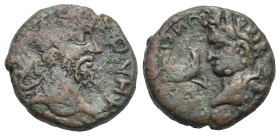 Roman Provincial. Mesopotamia. Carrhae. Septimius Severus and Caracalla, 193-211. Assarion (Bronze, 19.91 mm, 7.21 g). AD 193-211. [ϹΕΠΤΙΜΙΟϹ ϹΕ]ΟΥΗΡ[...