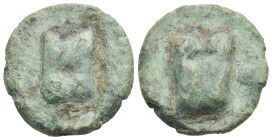 Roman Republic. Anonymous (Roma/Roma Series). Cast Uncia (Bronze, 25.34 mm, 17.01 g). Rome. Circa 265 BC. Astragalus (knucklebone) seen from above; pe...