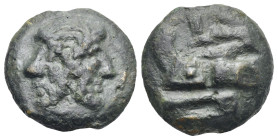 Roman Republic. Anonymous (Post-semilibral Series). Cast As (Bronze, 37.51 mm, 58.89 g). Rome. Circa 215-212 BC. Bearded head of Janus. Rev. Prow left...