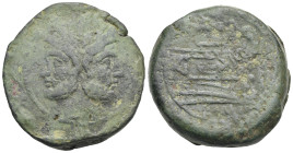 Roman Republic. Anonymous (Caduceus Series?). As (Bronze, 38.51 mm, 51.87 g). Rome. 211-208 BC. Laureate head of Janus; above, I, Rv. Prow r.; above, ...