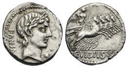 Roman Republic. C. Vibius C.f. Pansa. Denarius (Silver, 17.29 mm, 3.86 g). Rome. 90 BC. PANSA, Laureate head of Apollo right; below chin, control mark...