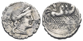 Roman Republic. C. Naevius Balbus. Denarius serratus (Silver, 18.18 mm, 3.84 g). Rome. 79 BC. Diademed head of Venus right, wearing earring and neckla...