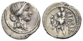 Roman Republic. C. Julius Caesar. Denarius (Silver, 17.96 mm, 3.76 g). Military mint moving with Caesar in North Africa. 47-46 BC. Diademed head of Ve...
