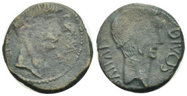 Roman Republic. C. Caesar Octavianus. Uncertain denomination (Bronze, 28.18 mm, 9.92 g). Uncertain mint (Italy ?). Circa 38 BC. Bearded head of Octavi...