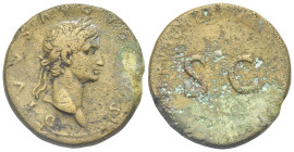 Roman Empire. Divus Augustus. Sestertius struck under Nerva (Bronze, 32.52 mm, 24.56 g). Rome, AD 98. DIVVS AVGVSTVS, Laureate head of Divus Augustus ...