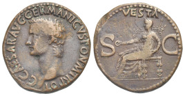 Roman Empire. Gaius, called Caligula, 37-41. As (Bronze, 26.86 mm, 11.39 g). Rome, AD 37-38. C CAESAR AVG GERMANICVS PON M TR POT, Bare head left. Rev...