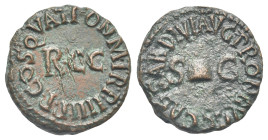 Roman Empire. Gaius, called Caligula, 37-41. Quadrans (Bronze, 16.87 mm, 2.91 g). Rome, Early January 41 BC (Caligula was assassinated on 24th January...