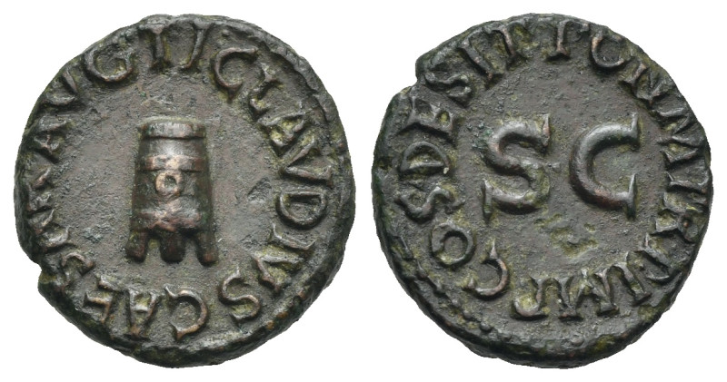 Roman Empire. Claudius, 41-54. Quadrans (Bronze, 16.74 mm, 3.30 g). Rome. AD 41....