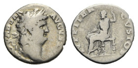 Roman Empire. Nero, 54-68. Denarius (Silver, 17.01 mm, 3.16 g). Rome. AD 64-65. NERO CAESAR AVGVSTVS, Laureate head right. Rev. IVPPITER CVSTOS, Jupit...