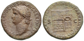 Roman Empire. Nero, 54-68. Sestertius (Bronze, 34.43 mm, 25.89 g). Lugdunum. AD 65. NERO CLAVD CAESAR AVG GER P M TR P IMP P P, Laureate head left; gl...