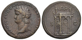 Roman Empire. Nero, 54-68. Sestertius (Bronze, 34.07 mm, 22.07 g). Lugdunum, AD 65. NERO CLAVD CAESAR AVG GER P M TR P IMP P P, Laureate head left, gl...