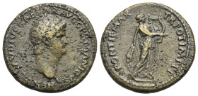 Roman Empire. Nero, 54-68. Dupondius (Bronze, 25.18 mm, 9.54 g). Rome, AD 62-68. NERO CLAVDIVS CAESAR AVG GERMANIC, Laureate head right. Rev. PONTIF M...