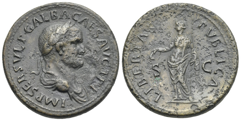 Roman Empire. Galba, 68-69. Sestertius (Bronze, 36.23 mm, 25.11 g). Rome. August...