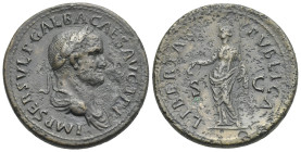 Roman Empire. Galba, 68-69. Sestertius (Bronze, 36.23 mm, 25.11 g). Rome. August-October AD 68 ca. IMP SER SVLP GALBA CAES AVG TR P, Laureate and drap...