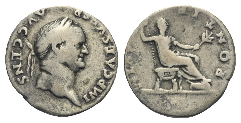 Roman Empire. Vespasian, 69-79. Denarius (Silver, 18.23 mm, 3.00 g). Rome, AD 73...