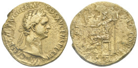 Roman Empire. Domitian, 81-96. Sestertius (Bronze, 33.85 mm, 20.95 g). Rome, AD 90-91. IMP CAES DOMIT AVG GERM COS XV CENS PER P P, Laureate head righ...