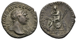 Roman Empire. Trajan, 98-117. Denarius (Silver, mm 18.11, 3.24 g). Rome. Circa AD 108-109. IMP TRAIANO AVG GER DAC P M TR P, Laureate bust right, slig...