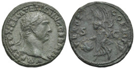 Roman Empire. Trajan, 98-117. As (Copper, 28.29 mm, 12.21 g). Rome. AD 99-100. IMP CAES NERVA TRAIAN AVG GERM P M, Laureate head right. Rev. TR POT CO...