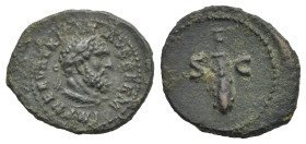 Roman Empire. Trajan, 98-117. Quadrans (Copper, 17.09 mm, 2.05 g). Rome. AD 98-117. IMP CAES TRAIAN AVG GERM, Laureate bust of Hercules right, wearing...