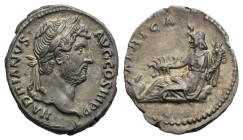 Roman Empire. Hadrian, 117-138. Denarius (Silver, 16.65 mm, 3.34 g). Rome. AD 130-133. HADRIANVS AVG COS III PP, Laureate head right. Rev. AFRICA, Per...