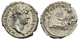 Roman Empire. Hadrian, 117-138. Denarius (Silver, 18.61 mm, 3.05 g). Rome. AD 134-138 ca. HADRIANVS - AVG COS III P P, Laureate head right. Rev. AEGYP...