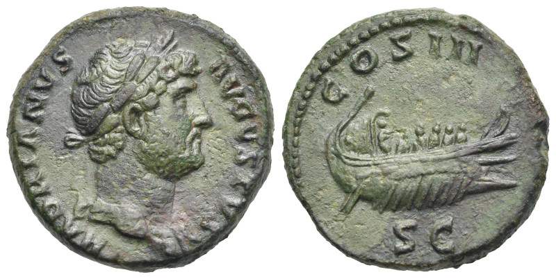 Roman Empire. Hadrian, 117-138. As (Bronze, 26.66 mm, 14.07 g). Rome. AD 125-128...