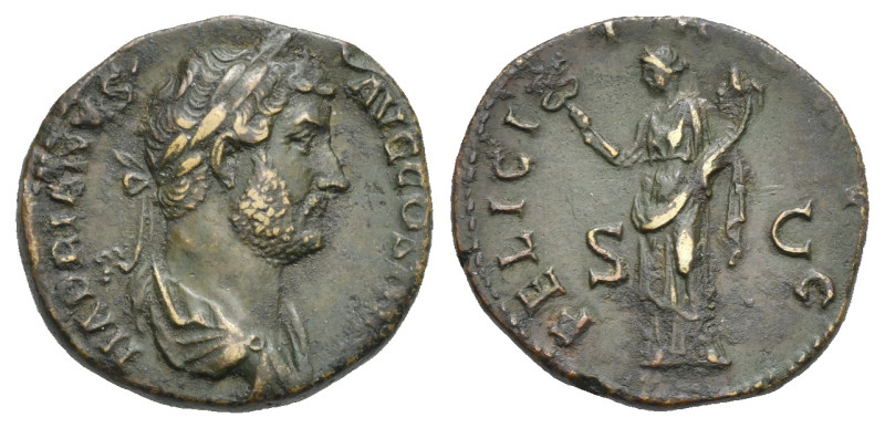 Roman Empire. Hadrian, 117-138. As (Copper, 25.27 mm, 10.77 g). Rome. AD 133-135...