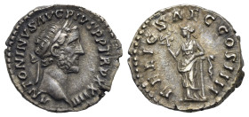 Roman Empire. Antoninus Pius, 138-161. Denarius (Silver, 18.24 mm, 3.24 g). Rome. AD 148-149. ANTONINVS AVG PIVS P P TR P XXIIII, Bare head right. Rev...