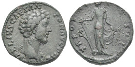 Roman Empire. Marcus Aurelius, as Caesar, 139-161. Sestertius struck under Antoninus Pius (Bronze, 31.71 mm, 24.73 g). Rome. AD 156-157. AVRELIVS CAES...