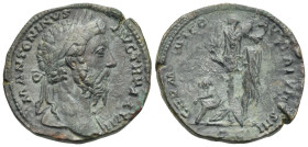 Roman Empire. Marcus Aurelius, 161-180. Sestertius (Bronze, 32.80 mm, 25.06 g). Rome. AD 172-173. M ANTONINVS AVG TR P XXVII, Laureate head right, dra...