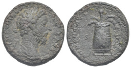 Roman Empire. Marcus Aurelius, 161-180. As (Bronze, 24.12 mm, 10.75 g). Rome, AD 175. M ANTONINVS AVG TR P XXIX, Laureate head right. Rev. ANNONA AVG ...