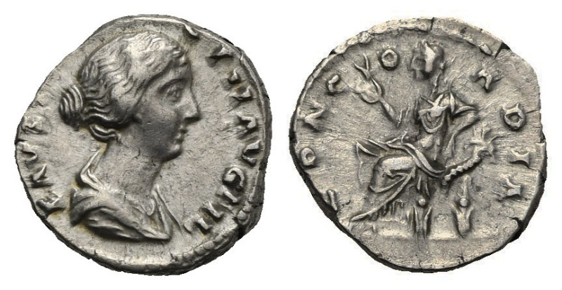 Roman Empire. Faustina Minor, wife of Marcus Aurelius. Denarius struck under Ant...