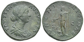 Roman Empire. Faustina Minor, wife of Marcus Aurelius. Sestertius struck under Marcus Aurelius (Bronze, 31.06 mm, 23.24 g). Rome. AD 161-164. FAVSTINA...