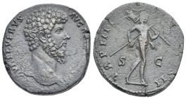 Roman Empire. Lucius Verus, 161-169. Sestertius (Bronze, 29.77 mm, 20.09 g). Rome, AD 164. L AVREL VERVS AVG ARMENIACVS, Bare head right. Rev. TR P II...
